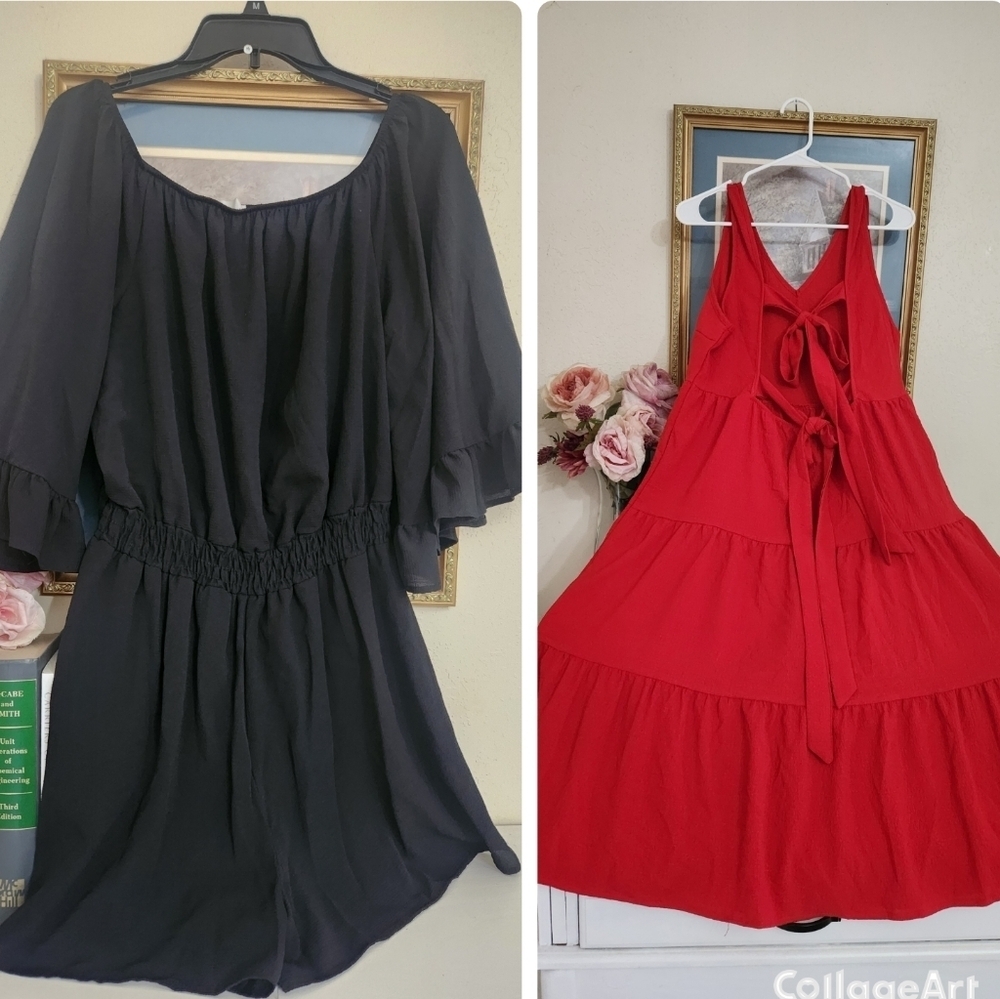 Black Ruffled Tiered Sundress with Flutter Sleeves